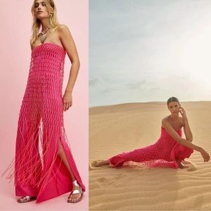 BAOBAB Indira Fishnet Satin Jumpsuit in Hot pink